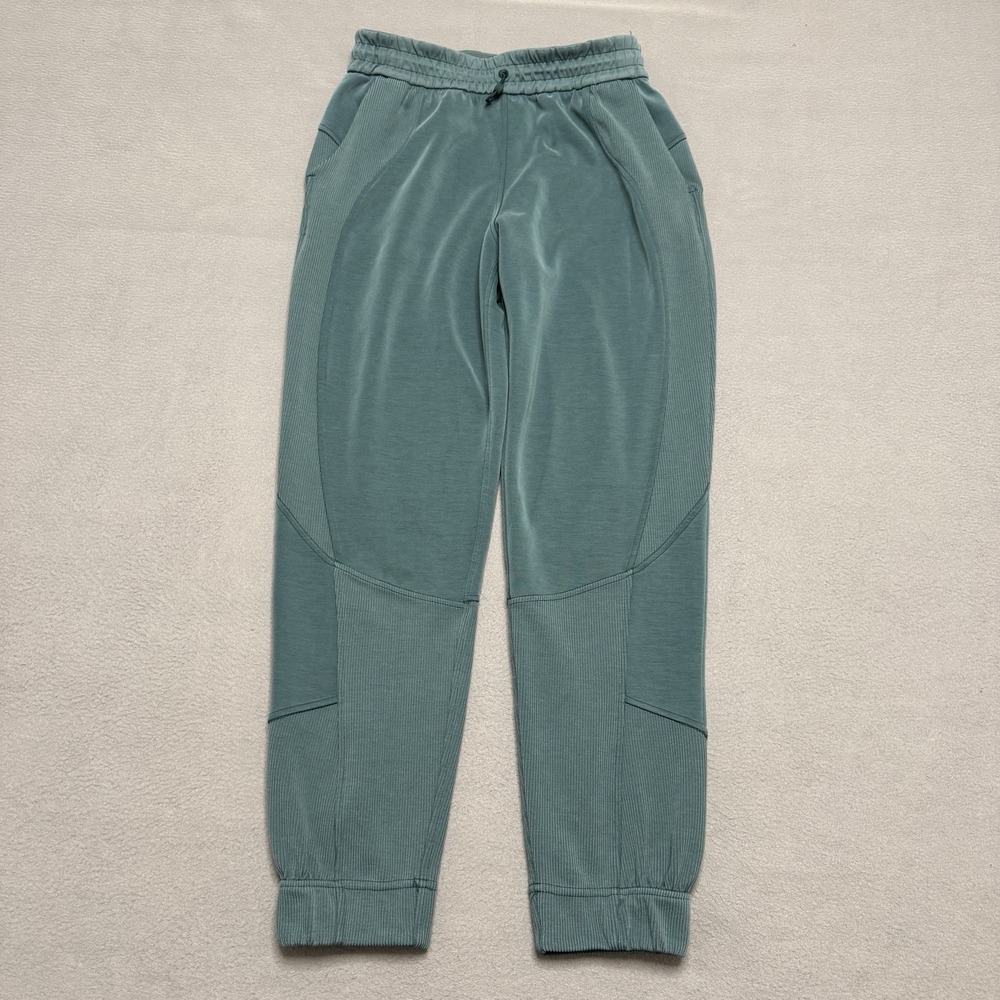 Lululemon Brushed Softstreme Jogger Womens 6 Green Pants Ribbed High Rise